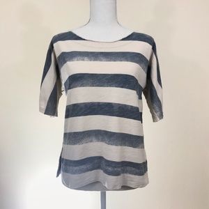 Madewell Striped Raw Hem Collar Boat Neck Tee
